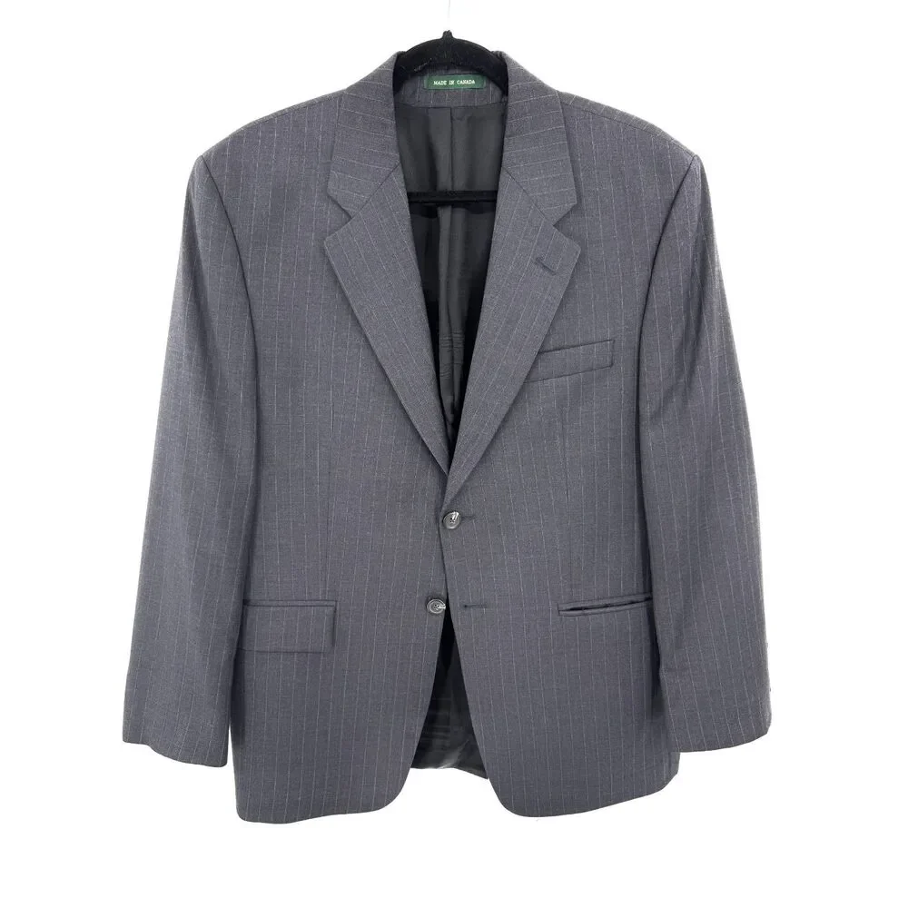 LAUREN RALPH LAUREN Gray Pinstripe 2 Button Blazer Jacket Size 38S
